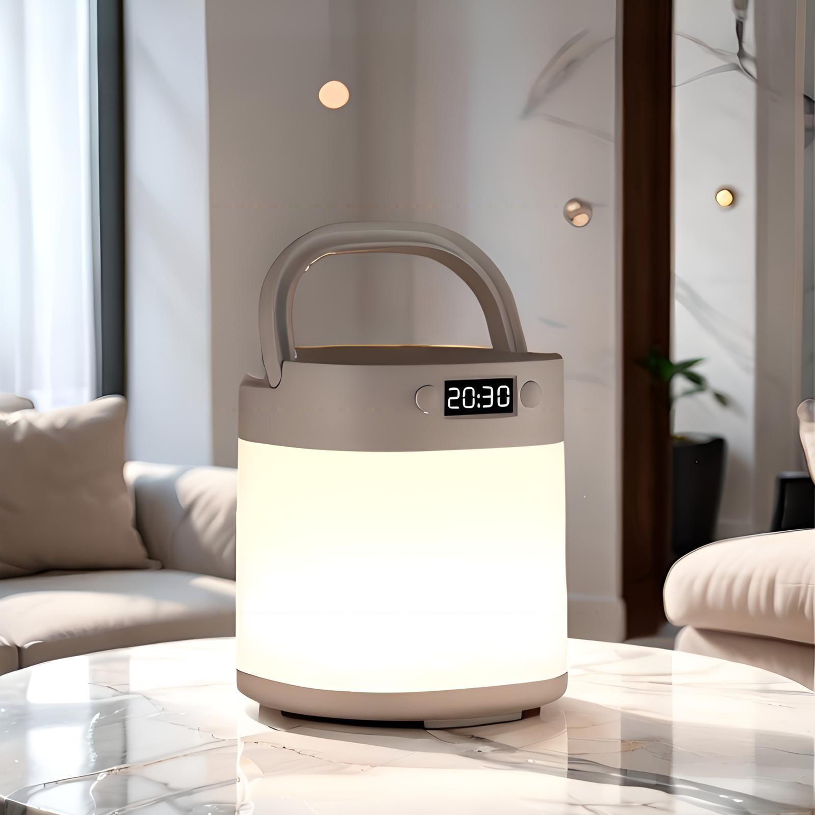 ZSYZDL portable baby night light LED table lamp with digital clock display handle design touch brightness warm white for nursery feeding camping