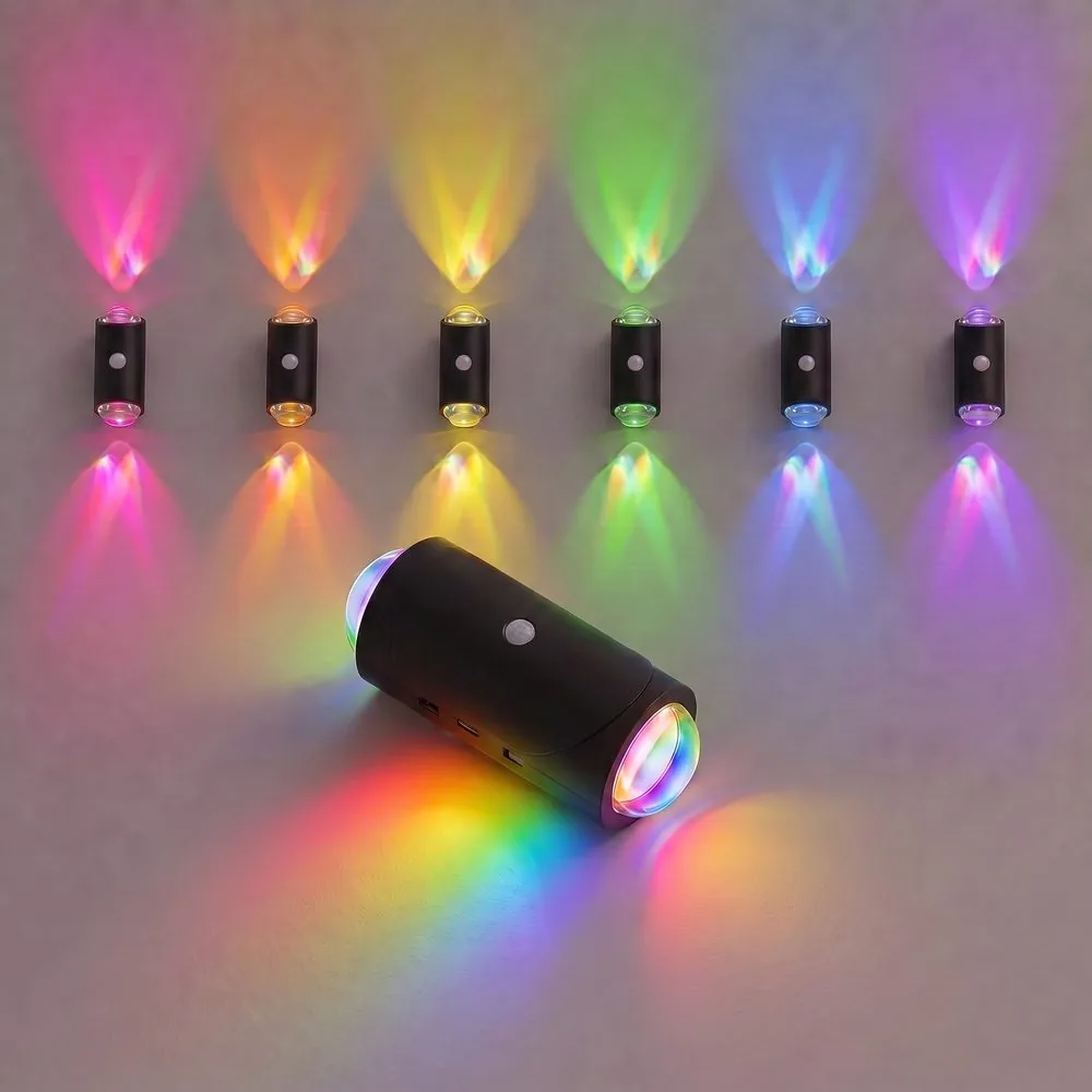ZSYZDL matte black magnetic wall light casting vivid seven-color RGB beams — the brand's signature no-drill glow