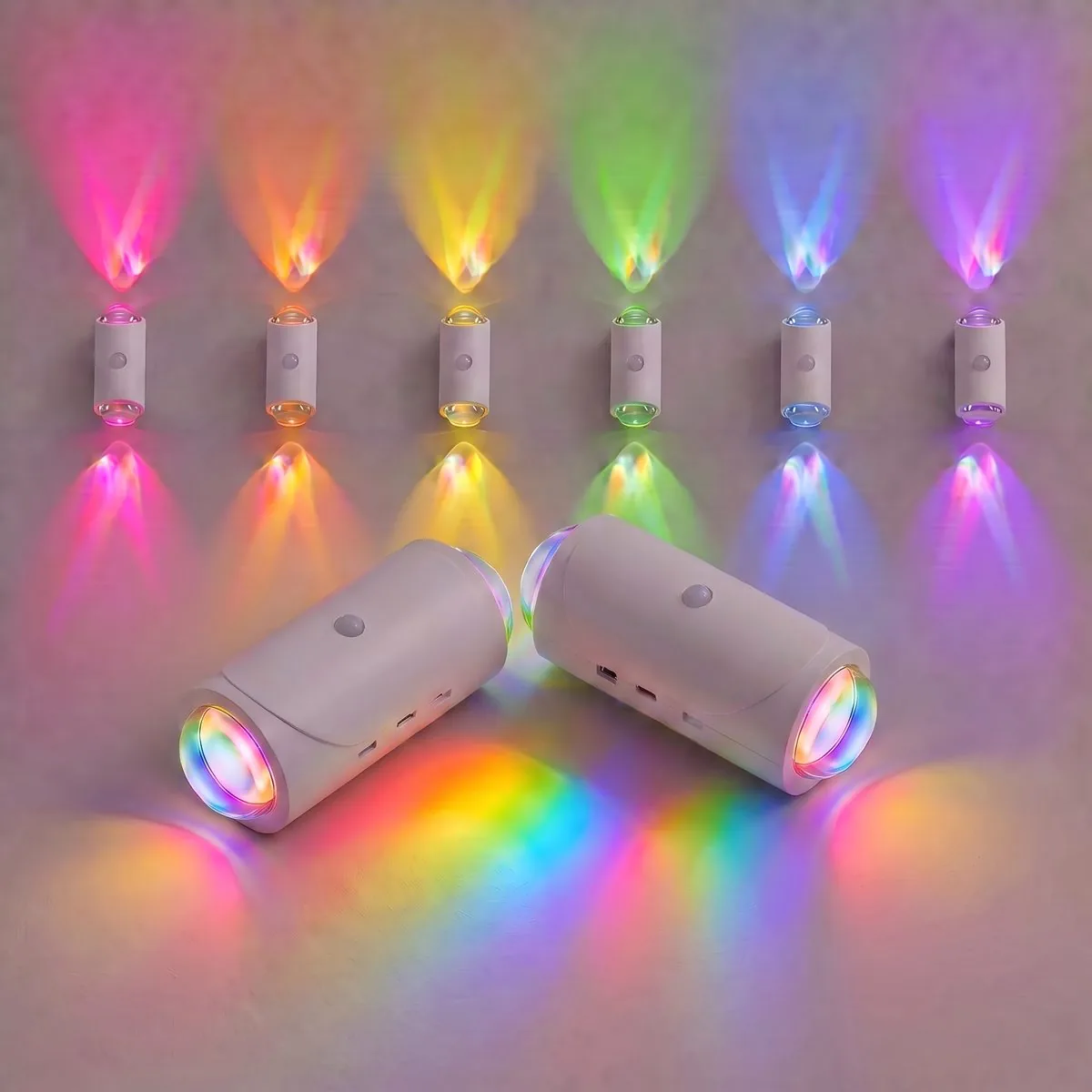 ZSYZDL WHITE 2-pack slim all-white magnetic RGB motion sensor night lights for multi-room coverage